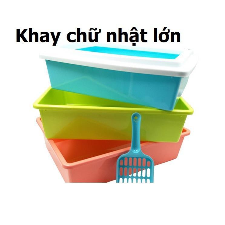 Hanpet.GV- nhà vệ sinh cho mèo Dạng Khay đựng cát mèo (3 loại) MÀU NGẪU NHIÊN Tặng kèm xẻng xúc cho khay vệ sinh