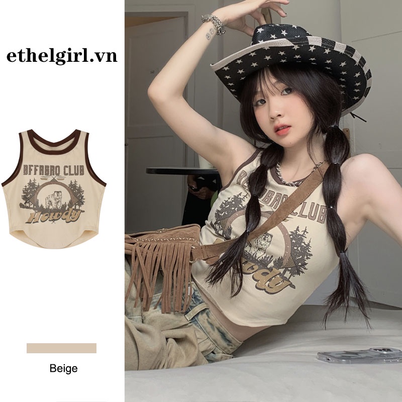 Ethelgirl Áo Croptop Sát Nách Hoạ Tiết In Thiết Kế Quyến Rũ Cho Phái Nữ | BigBuy360 - bigbuy360.vn