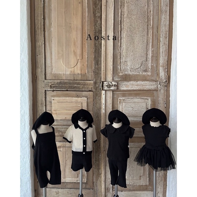 Áo cổ sen thun gân bé gái Aosta