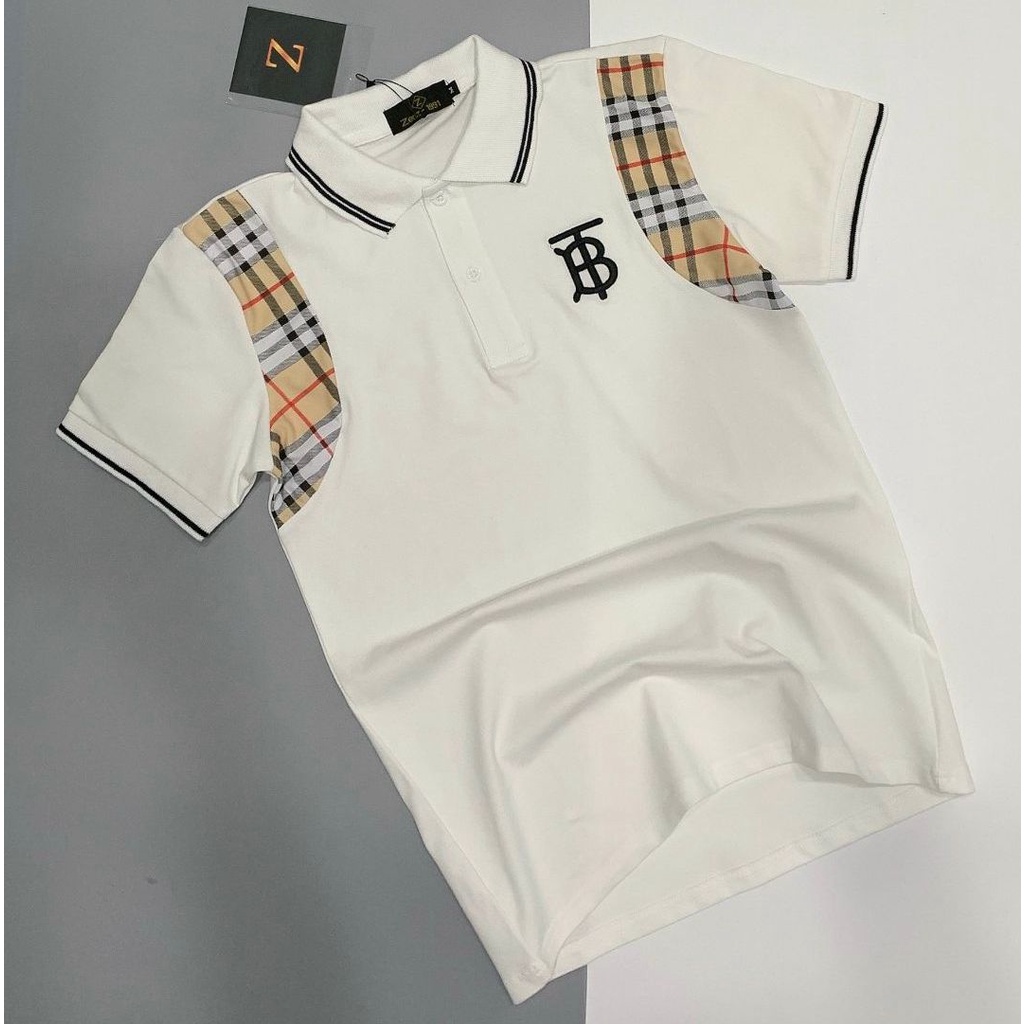 Áo thun nam polo tay ngắn cổ bẻ viền tay kiểu BBR vải cotton co dãn