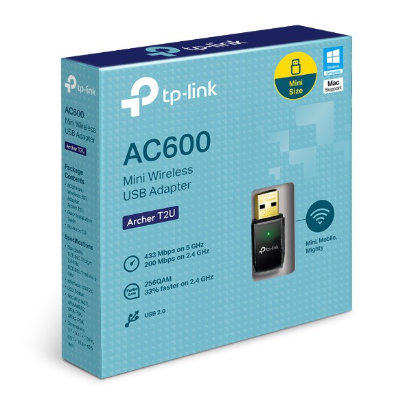 USB wifi TP-Link (USB thu wifi) Chuẩn AC 600Mbps Archer T2U - Hãng chính hãng