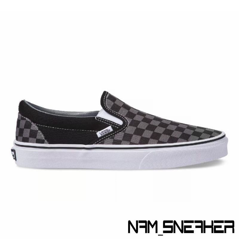 vans slip on checkerboard black grey
