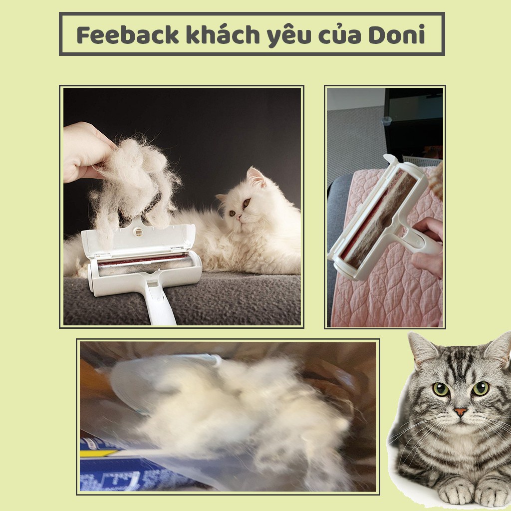 Cây lăn lông chó mèo - Lăn tĩnh điện hút lông thú cưng làm sạch giường chăn đệm - Hery Pet