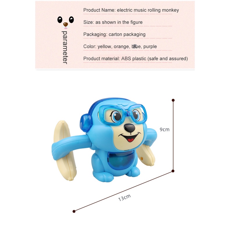 Đồ Chơi Chú Khỉ Lăn Điện Tử Điều Khiển Bằng Giọng Nói Dễ Thương Giáo Dục Sớm Cho Bé