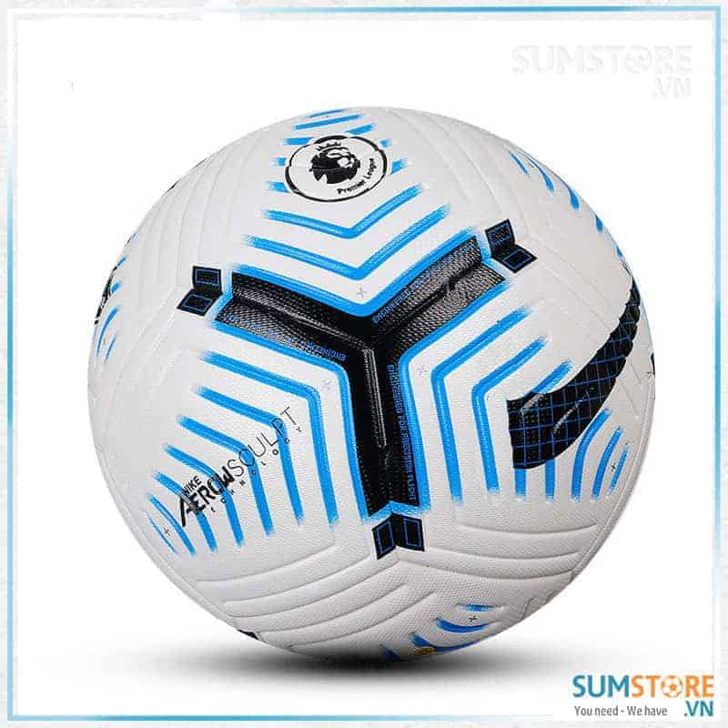 Quả Banh Bóng Đá Ngoại Hạng Anh 2021 Cao Cấp Đúc Nguyên Khối Loại 1 – Trắng Sọc Xanh