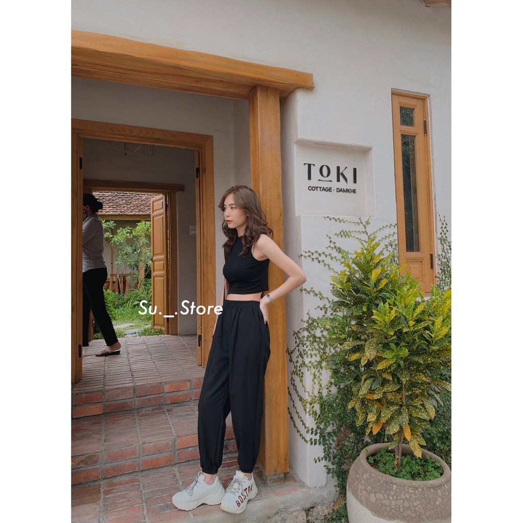 Quần jogger thô trơn lưng chun Q372 SUSTORE