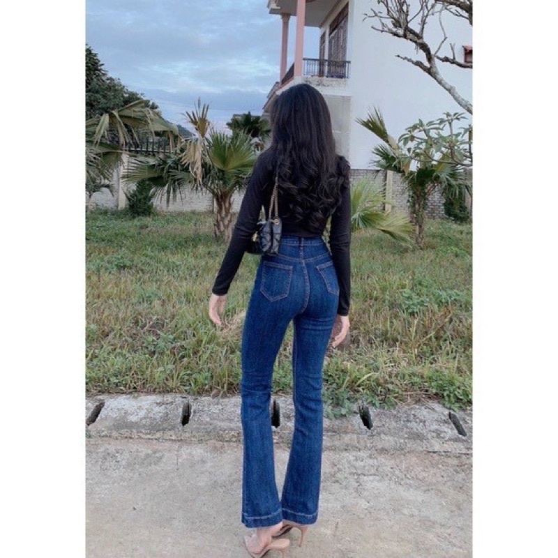 Quần jeans loe may gấu tôn dáng đẹp xuất sắc sẵn 2 màu cực hot