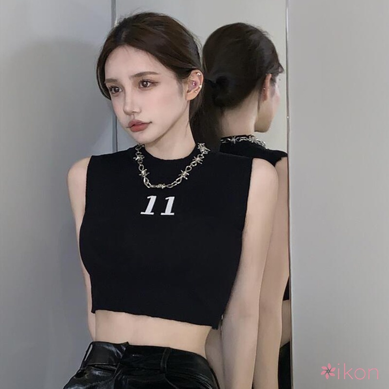 Áo Croptop Dệt Kim Không Tay Ôm Dáng In Chữ Hương Thơm Thời Trang Cho Nữ