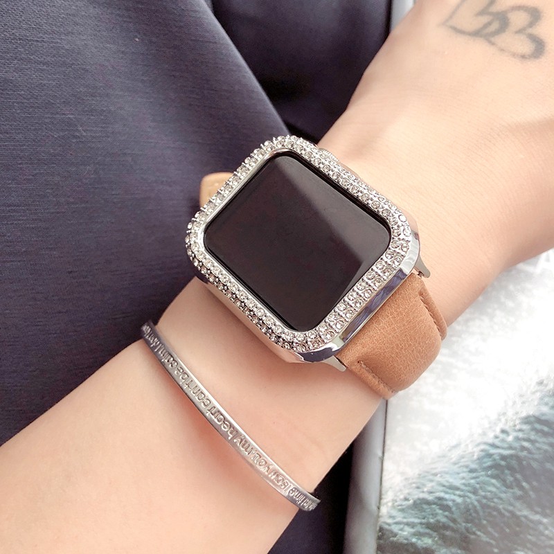 Ốp lưng mạ viền đính đá cho Apple WATCH 3456SE