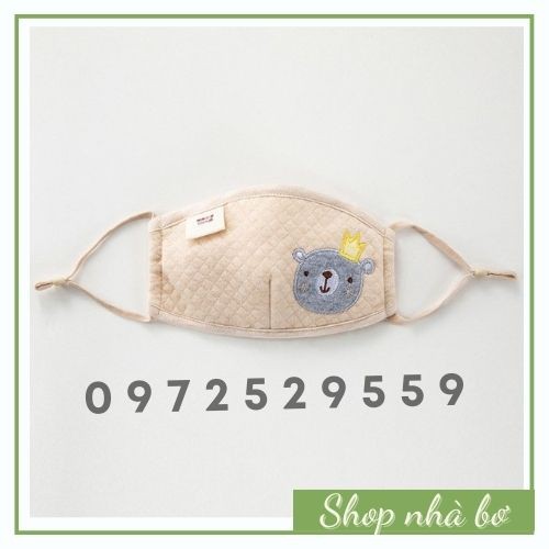 Khẩu trang vải cao cấp cho bé từ 0 - 5 tuổi 100% COTTON HỮU CƠ TỰ NHIÊN, có thể điều chỉnh quai đeo [FREESHIP]