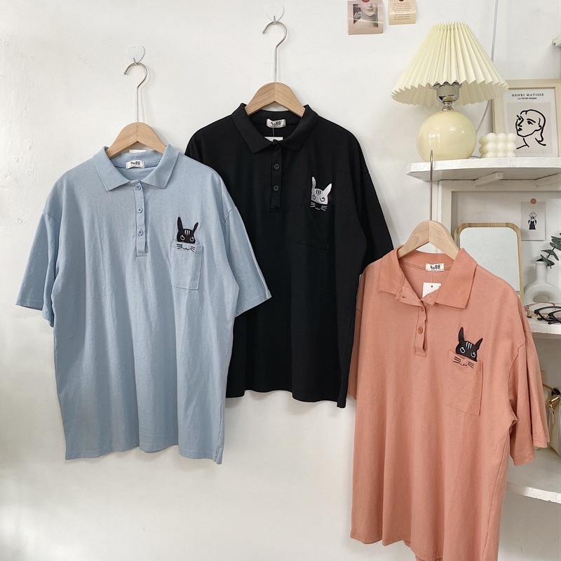 [Hình thật] Áo thun polo mèo