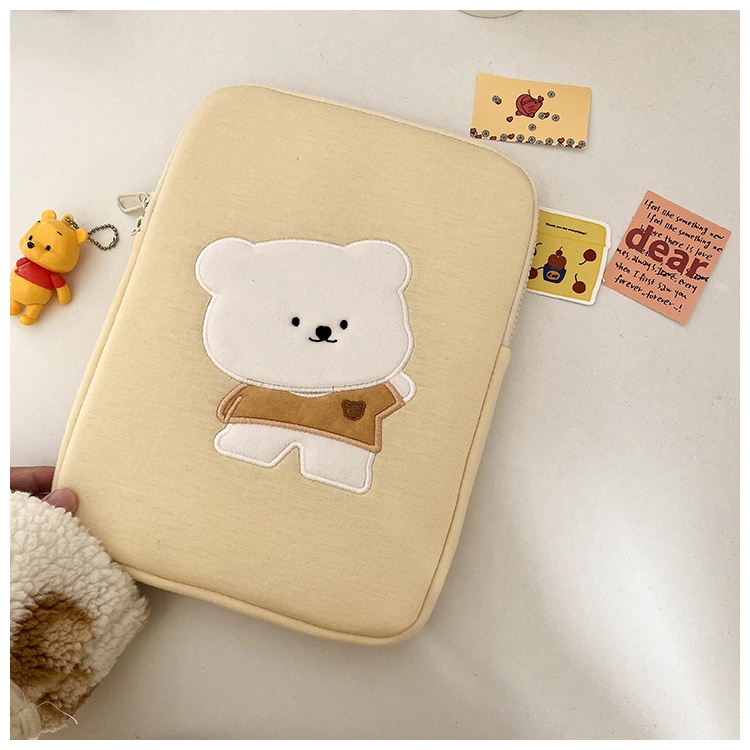 Túi đựng laptop/máy tính bảng 13 inch 15 inch 11 inch in hình gấu dễ thương phong cách hàn quốc