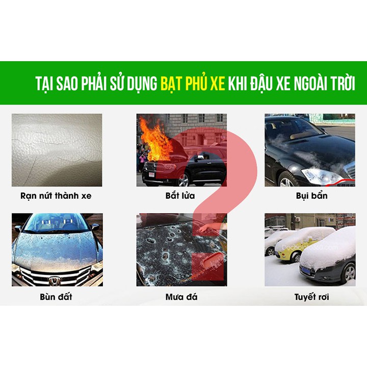 [ BH 1 NĂM ] Bạt phủ toàn xe 3 lớp Tráng Nhôm Cách Nhiệt Cao Cấp Chống Nắng, Chống xước, Chống cháy cho ô tô DC-SHOP