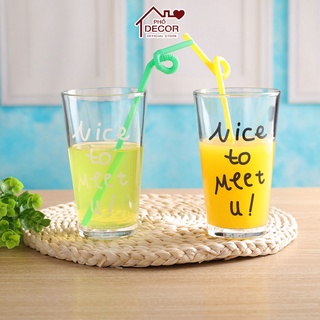 Cốc Thuỷ Tinh Phố Decor Chia Vạch  - Uống Nước Trái Cây, Sinh Tố, Trà, In Chữ Dễ Thương