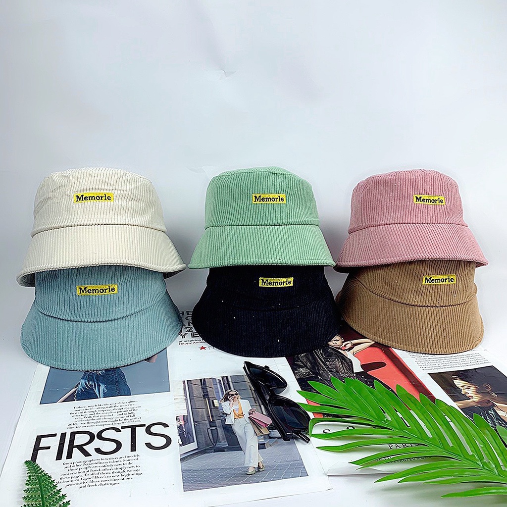 Mũ bucket HAZIN thêu chữ vành nón cụp nhung nhiều màu phong cách Unisex phù hợp cả nam nữ