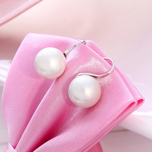 Bông tai bạc nữ hình móc câu đính ngọc trai nhân tạo K027, Chất liệu bạc ta xinh xắn - Trang sức bạc Evasilver