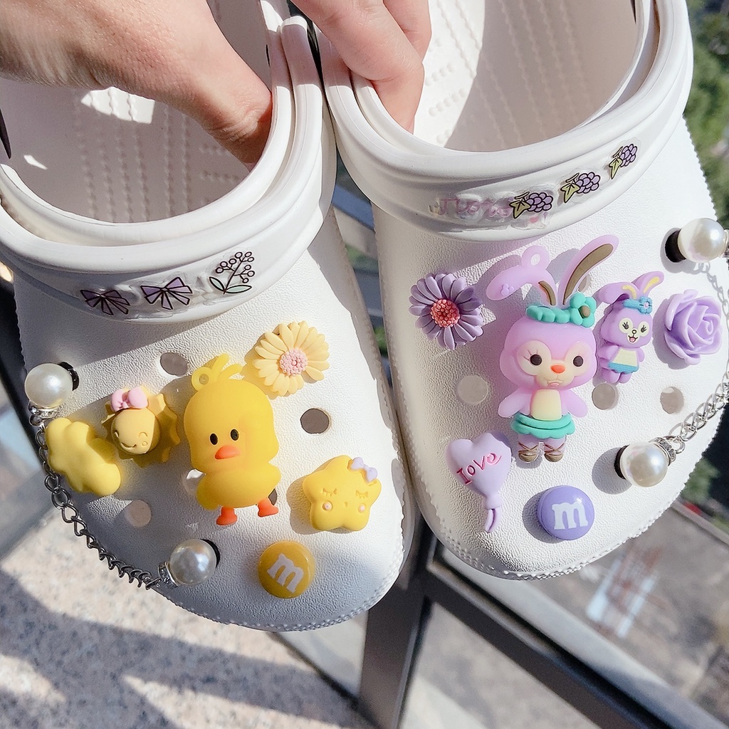crocs sticker Set 12 Phụ Kiện Nút Giày 2 Dây Chuyên Dụngshoes sticker Accessories Stickers Sandals Shoe Decoration