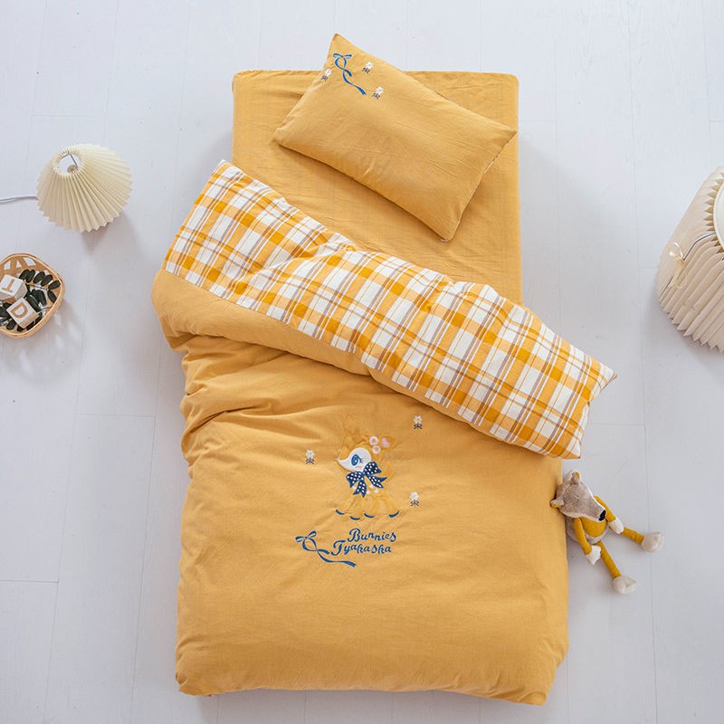 Bán trước۞Bộ chăn ga gối ba miếng cotton loại A wash cho trẻ em mẫu giáo 120 * 150