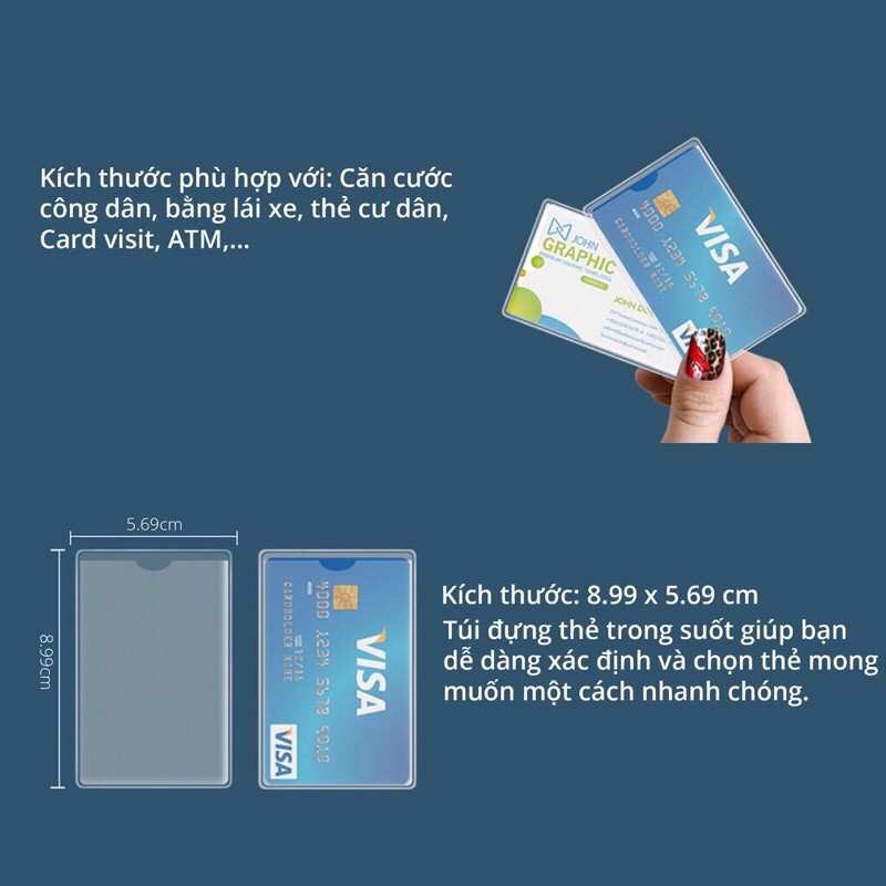 Túi đựng thẻ căn cước công dân, bằng lái xe, ATM, Card visit, CMND compo 5 cái