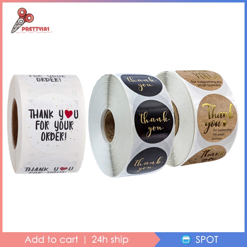 [Prettyia1] Set 500 Nhãn Dán Giấy Thank You 1cm / 2.5cm