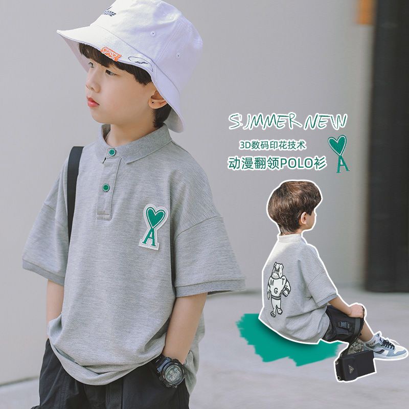 Áo Thun polo Tay Ngắn Thoáng Khí Thời Trang Mùa Hè Phong Cách Hàn Quốc Cho Bé Trai