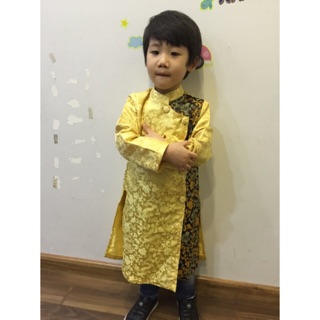 Áo dài đũi lụa cách tân cho bé trai 1-6y