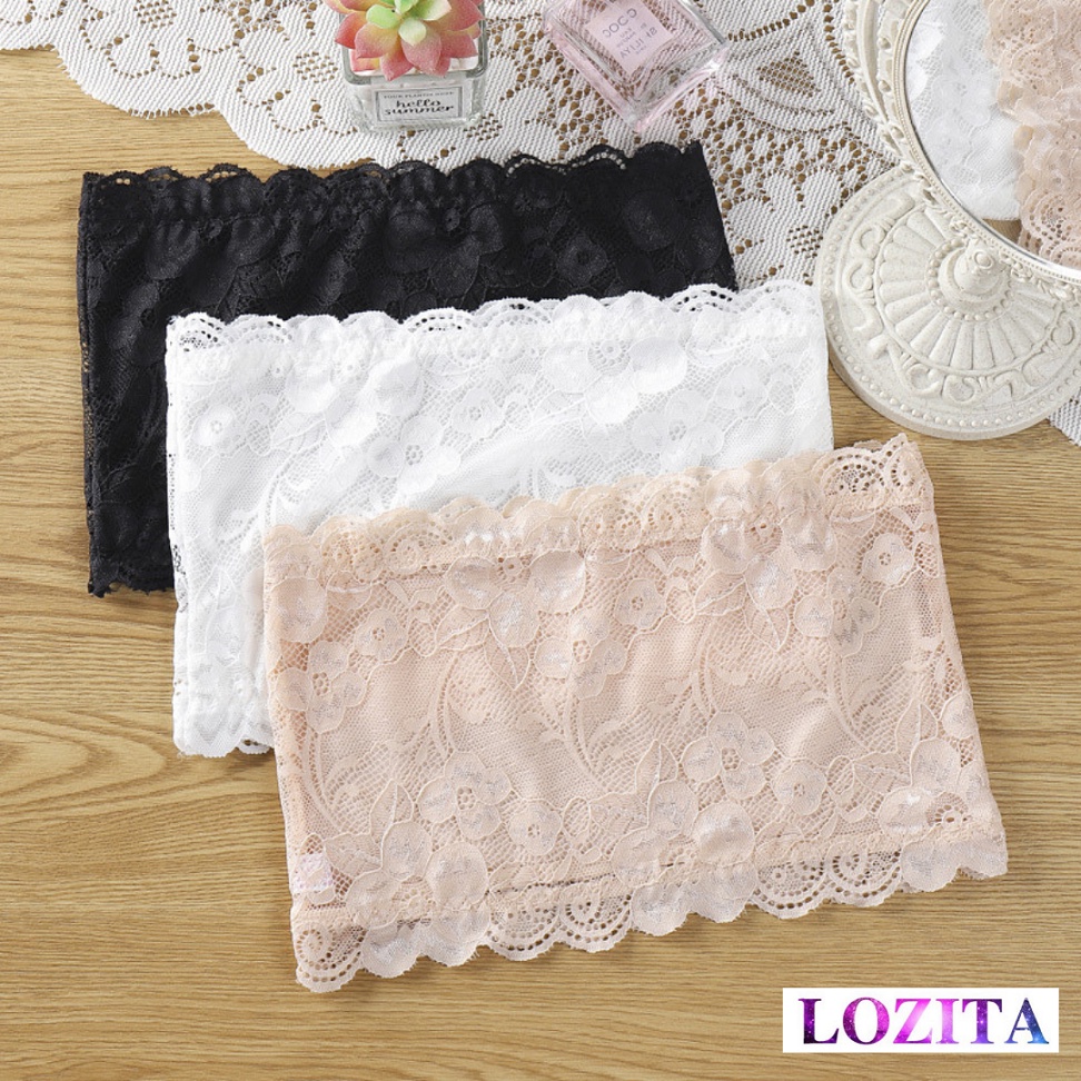 Áo quây ngực không dây croptop ren mặc áo trễ vai hở vai freesize LOZITA AL47
