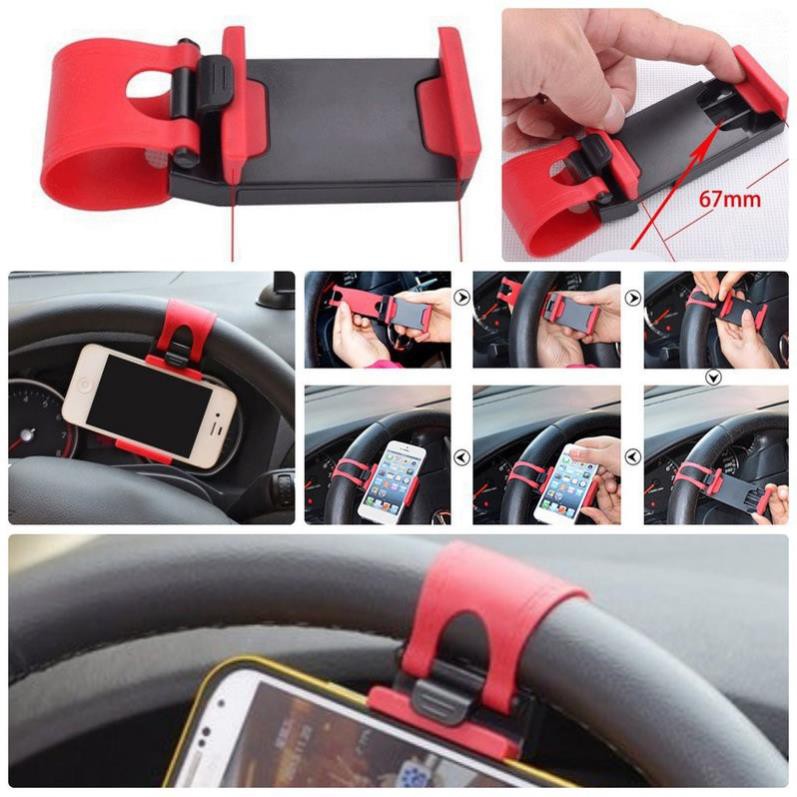 Kẹp điện thoại trên vô lăng xe hơi oto/ xe hơi | BigBuy360 - bigbuy360.vn