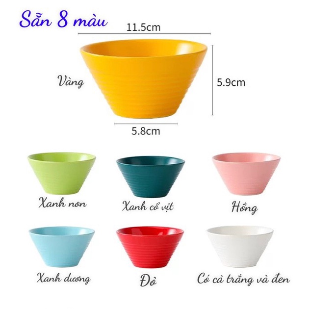 Bát Ăn Cơm, Chén Tô Sứ Decor Dễ Thương 8 màu men bóng đẹp Gosumy