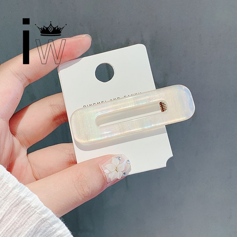 Kẹp tóc bằng nhựa màu trắng thiết kế đơn giản thời trang cho nữ