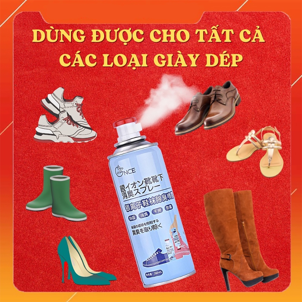 Chai Xịt Khử Mùi Giày Dép NaNo Bạc T1 - Bình Sịt Khử Mùi Hôi Chân - Tất Nam Nữ