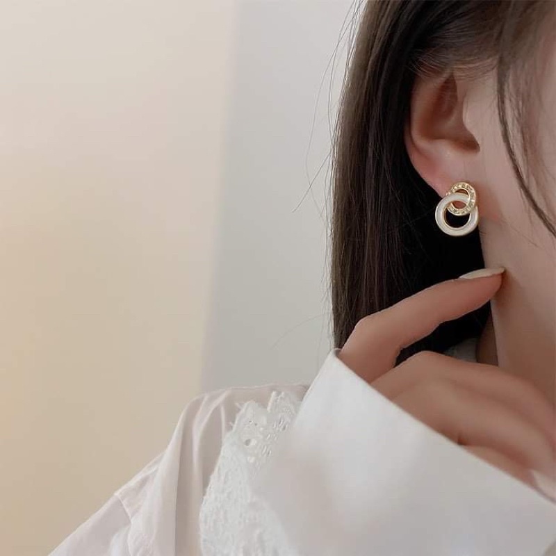 Bông tai vintage xi mạ chuôi mạ đính đá ngọc trai nhân tạo cô dâu dự tiệc