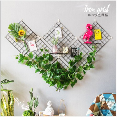 [CÓ MÃ FREESHIP] Khung lưới sắt decor trang trí tấm 35x35cm treo tường (Tặng kèm móc dính tường) | BigBuy360 - bigbuy360.vn