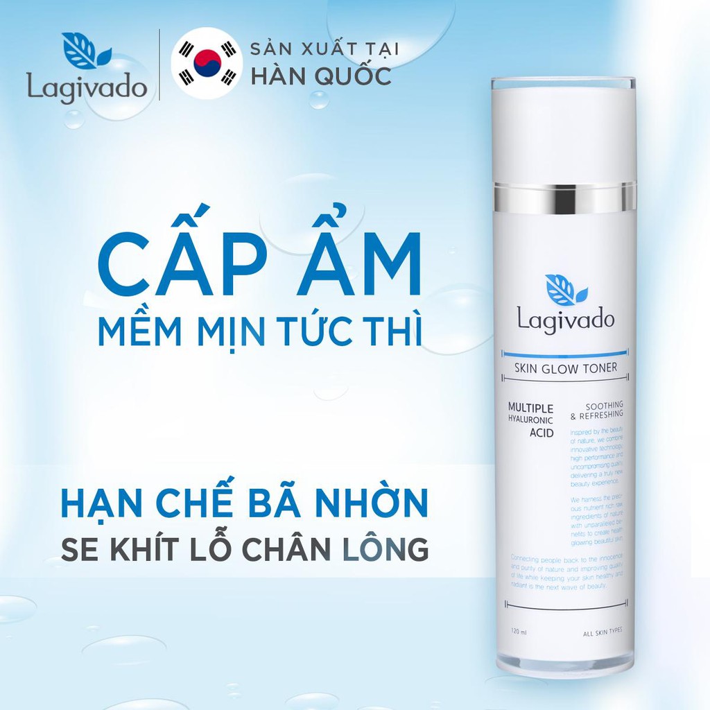 Bộ chăm sóc da mặt Hàn Quốc Lagivado gồm Kem chống nắng 30 g và nước hoa hồng Skin Glow 120 ml
