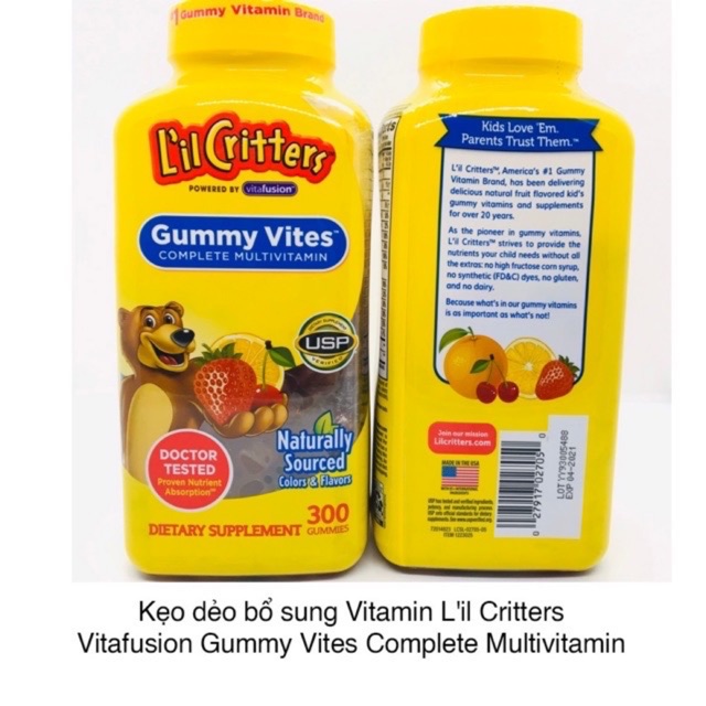 [Date 2022]Kẹo dẻo Vitamine Gummies bear chai 300 viên