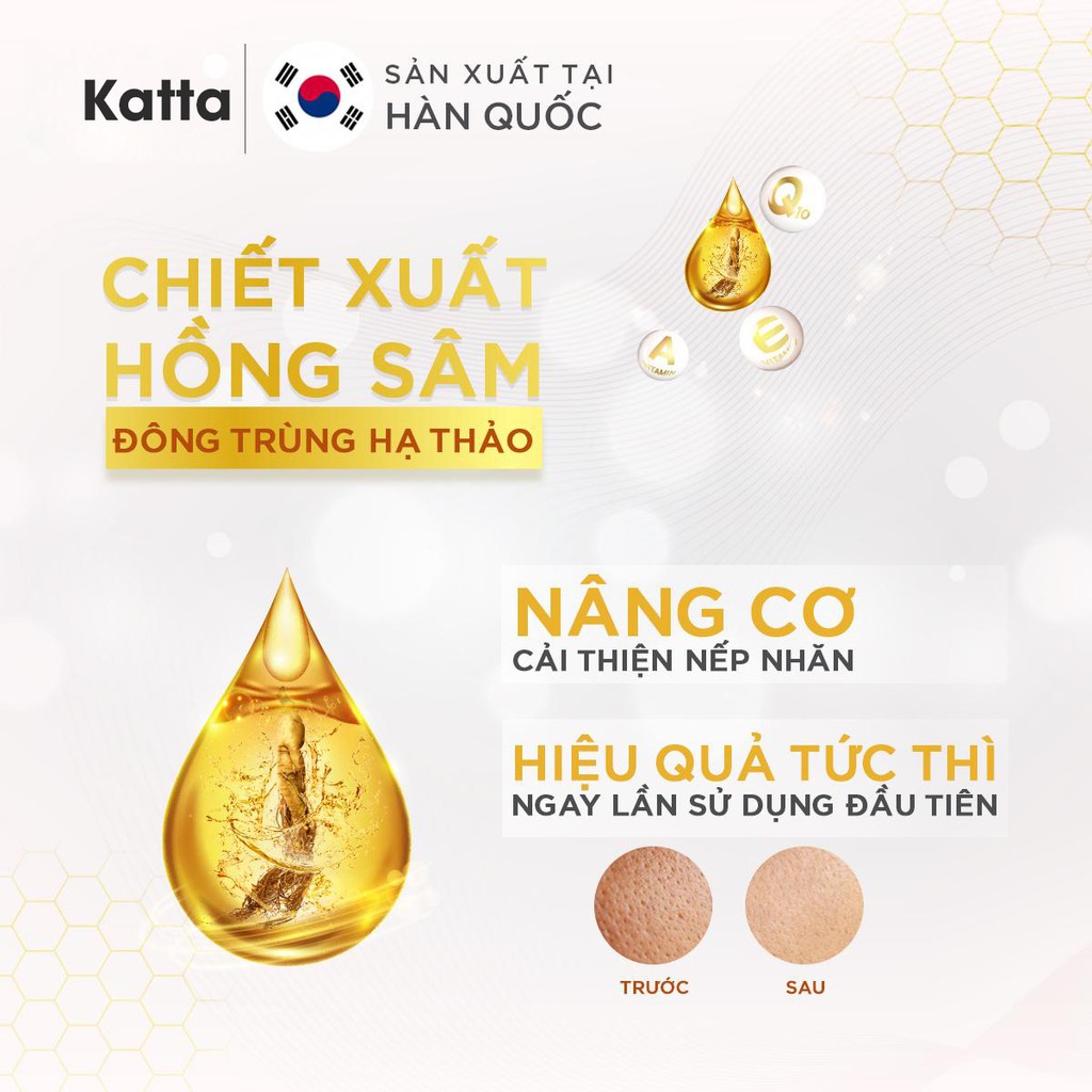 Bộ sản phẩm hồng sâm giảm mụn đầu đen Hàn Quốc thu nhỏ lỗ chân lông gồm mặt nạ hồng sâm 50 ml + serum 30 ml - Katta