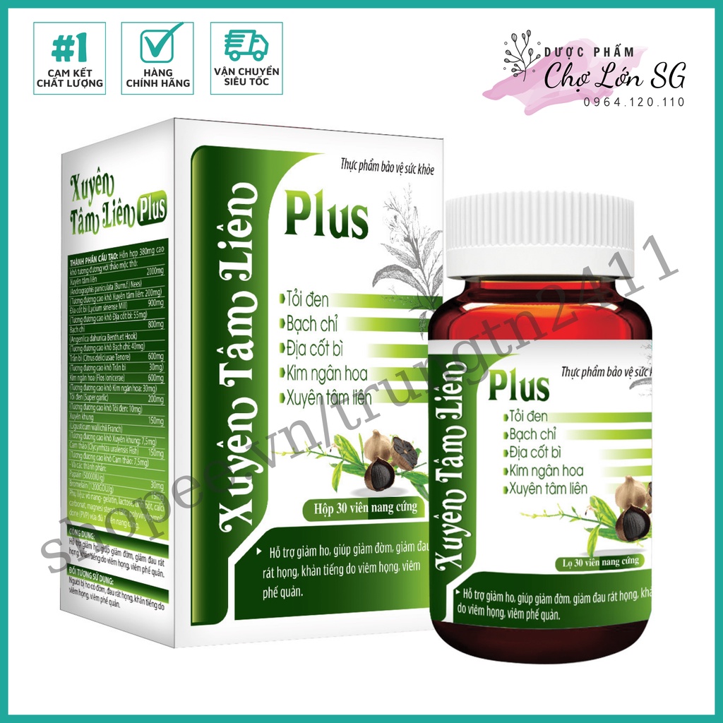 Viên uống Xuyên Tâm Liên Plus hỗ trợ giảm ho, giảm đờm  - Hộp 30 viên