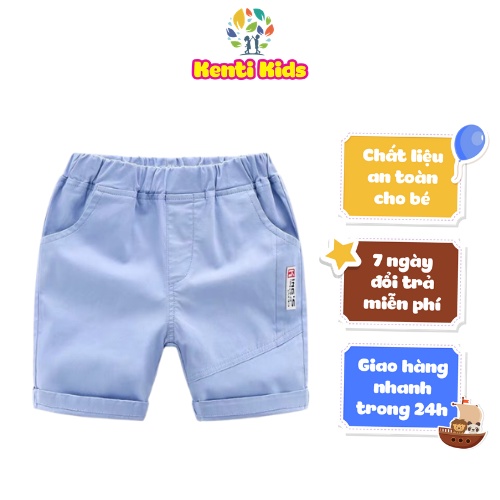 Quần Lửng Kaki Kenti Kids Lưng Thun Màu Trơn Sành Điệu Cho Bé Trai