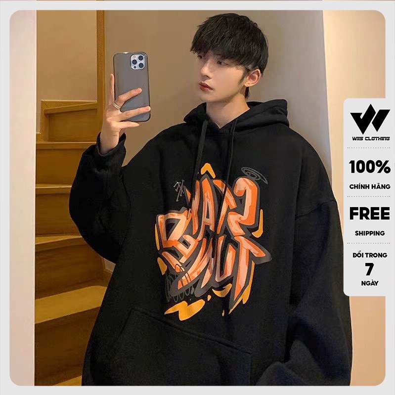 Áo hoodie unisex WIIS form rộng nỉ nam nữ STAY TUNED HD11 thời trang thu đông oversize