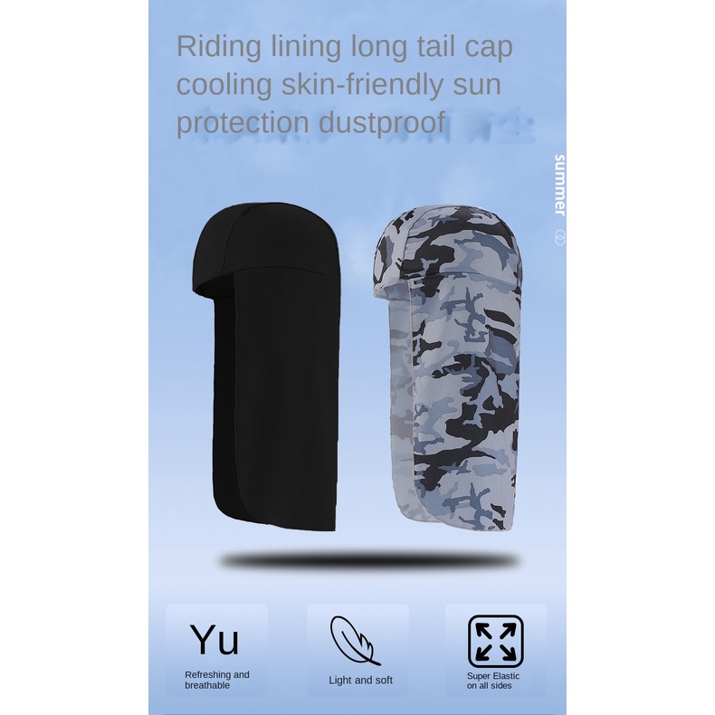 Mũ Trùm Đầu Kiêm Khẩu Trang Che Cổ Làm Mát Và Hút Mồ Hôi Kèm Đuôi Cá Tiện Dụng