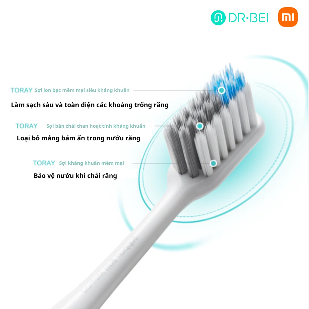 Bàn Chải Đánh Răng Xiaomi Dr BEI set 4 bàn chải tặng kèm hộp du lịch lông siêu mềm