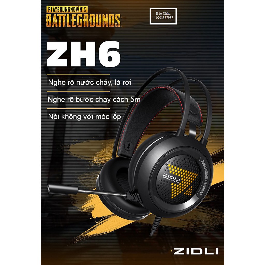 Tai nghe Gaming ZIDLI ZH6 , Led RGB,  Giắc 3.5 Black Có LED - Mới Bảo Hành 12 Tháng Chính Hãng