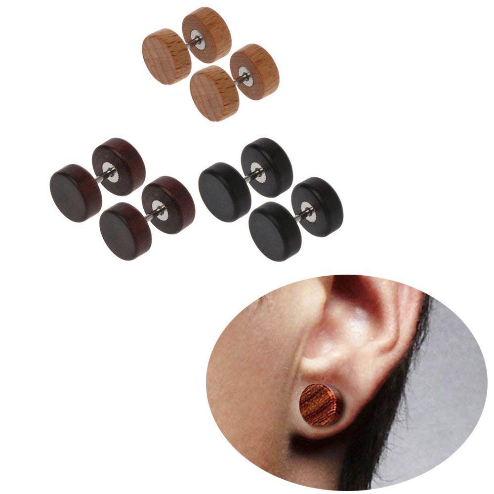 MXGOODS 1 Cặp Khuyên Tai Kiểu Dàn Giáo Bằng Gỗ Tự Nhiên