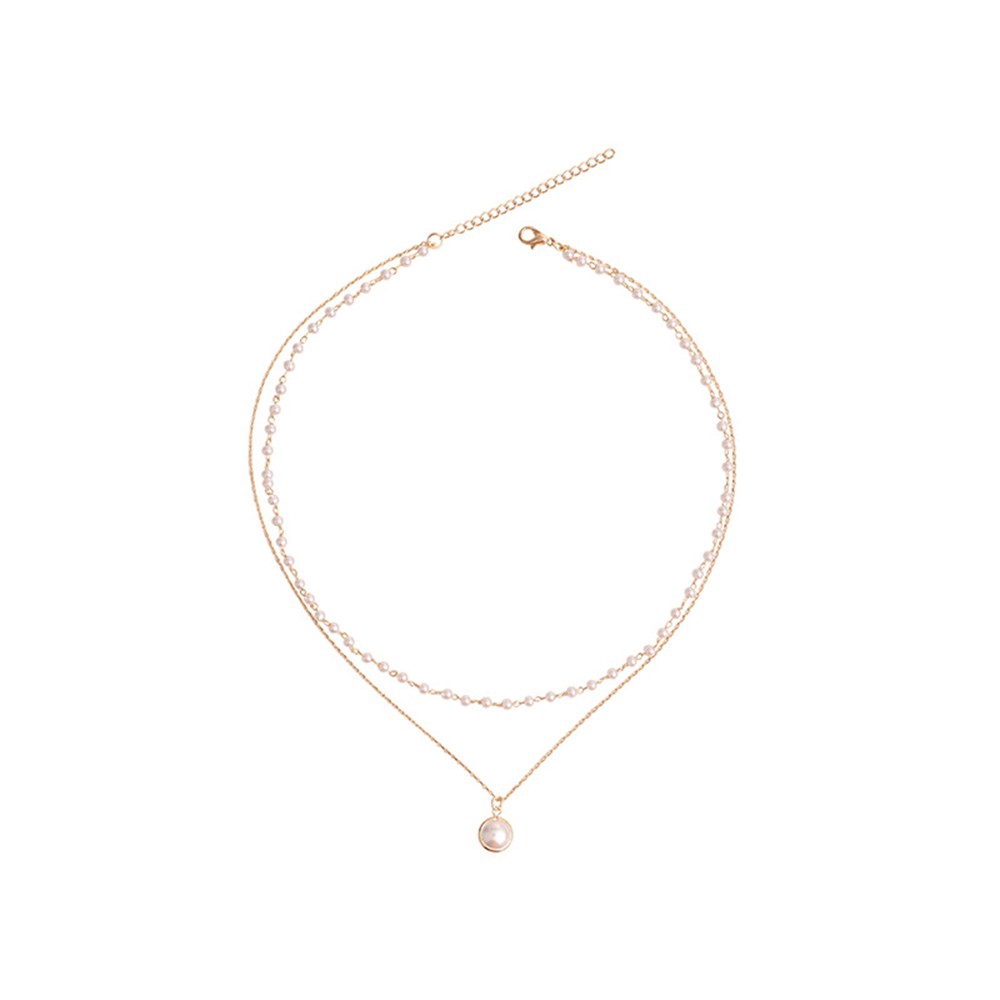 Dây chuyền hai lớp phối ngọc trai nhân tạo thanh lịch dành cho nữ