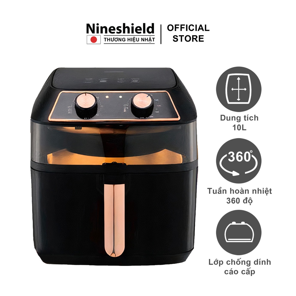 Nồi chiên không dầu Nineshield KB8001M dung tích 10L - Nồi chiên đa năng an toàn cho sức khoẻ - Hàng chính hãng