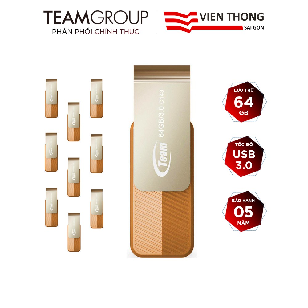 Bộ 10 USB 3.0 Team Group C143 64GB INC tốc độ upto 100MB/s - Hãng phân phối chính thức