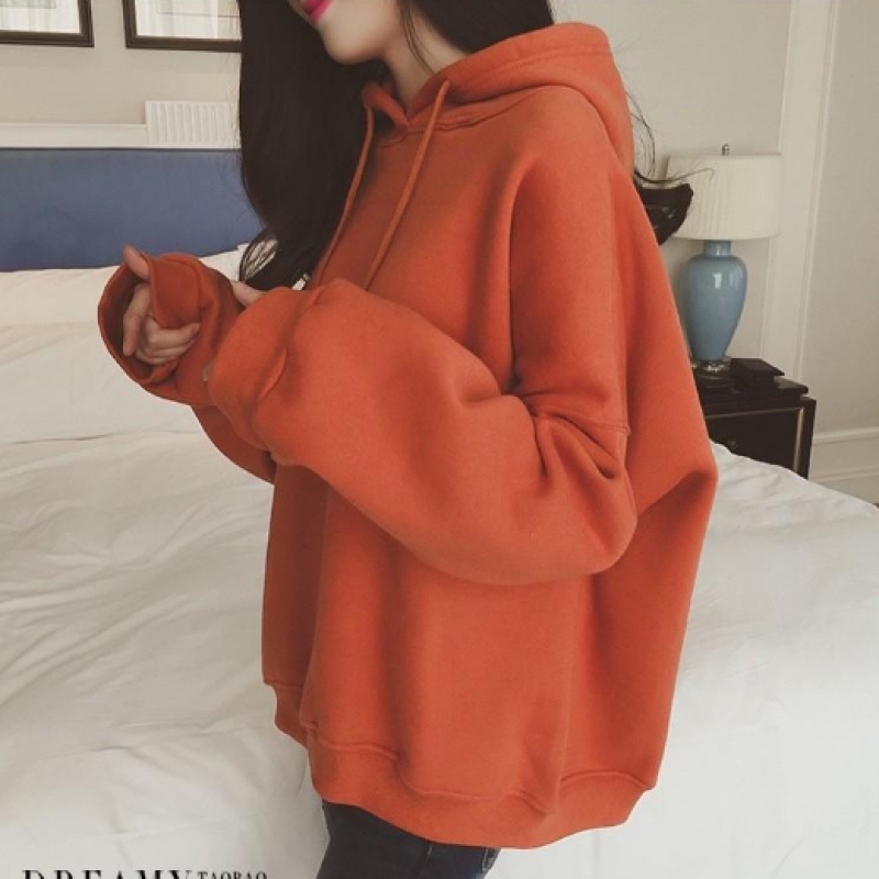 Áo hoodie cỡ lớn dày dặn kiểu dáng ấm áp cho nữ