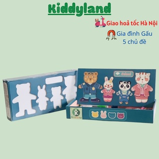 BỘ GHÉP HÌNH NAM CHÂM MẶC QUẦN ÁO CHO GIA ĐÌNH GẤU