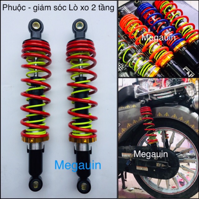 GIẢM SÓC (giá 1 cặp) LÒ XO 2 TẦNG (phuộc sau xe máy Dream, Wave)