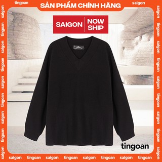 [Mã BMLT35 giảm đến 35K đơn 99K] Áo len cổ V đen PRETTY THING SWEATER/BL FREESIZE